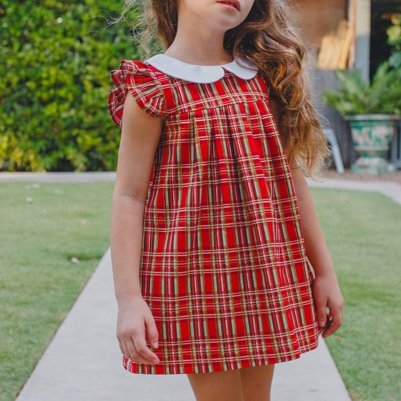 tartan dress with white collar