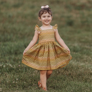 Little Girl's Retro Floral Print Flutter Sleeve Dress – cuteheads