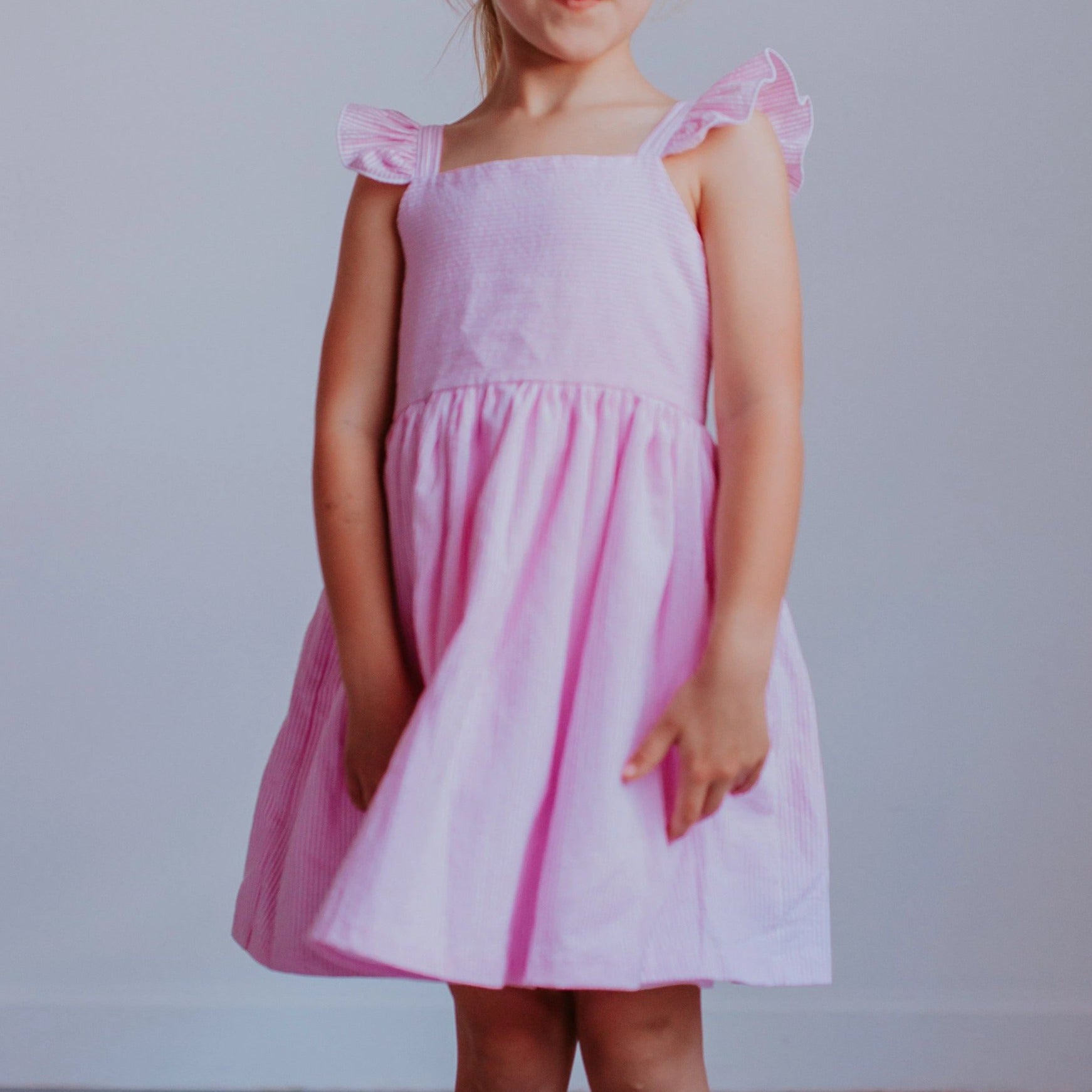 Little Girls Pink Seersucker Dress Cuteheads