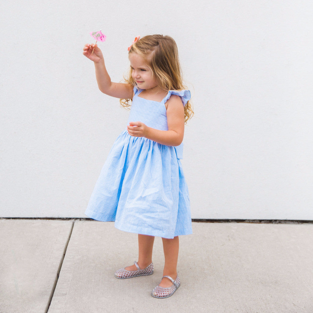 light blue seersucker dress