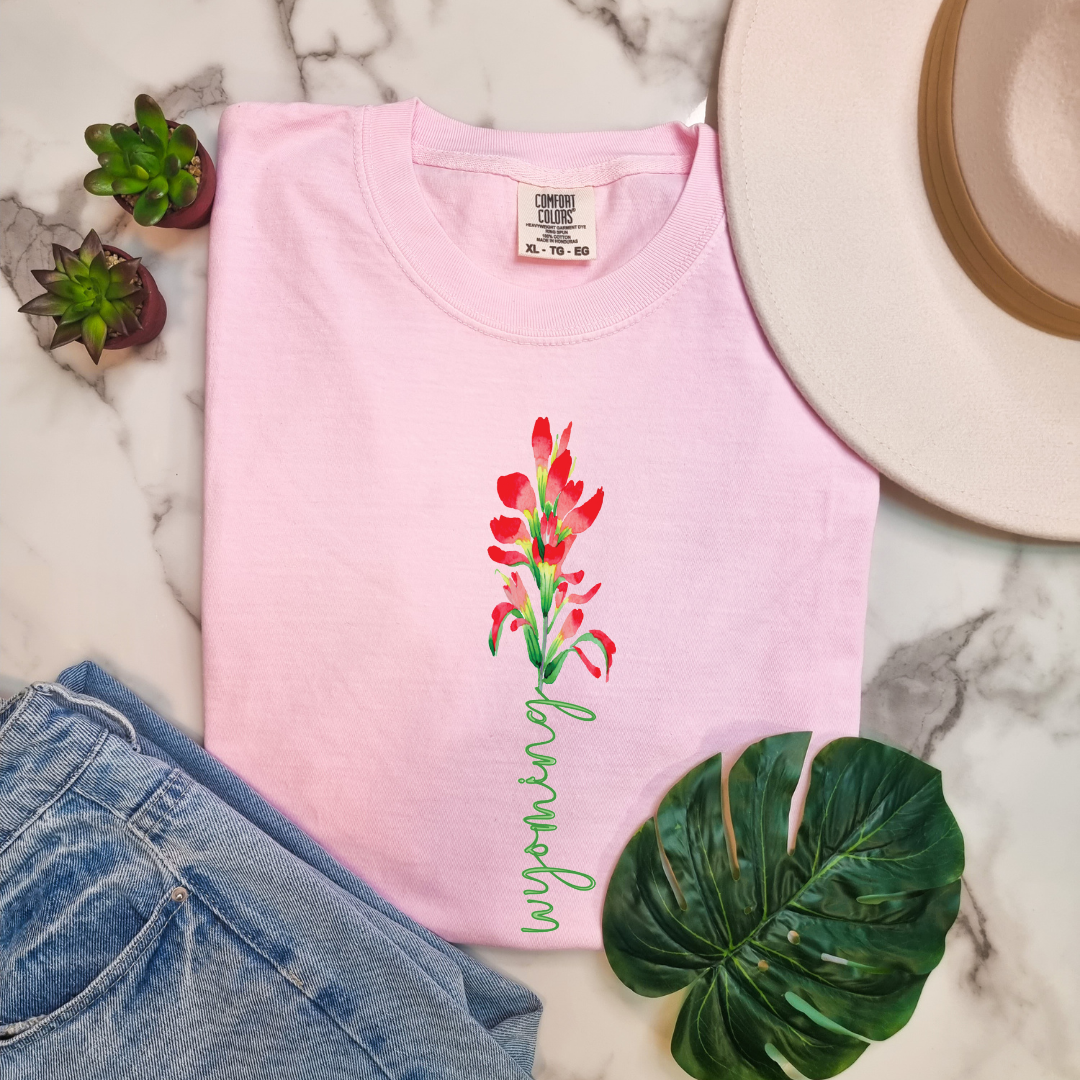 Blossom/ Indian Paintbrush Long Sleeve Comfort Colors Tee