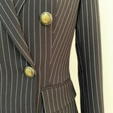 Primetime Looks-Striped long double-breasted blazer