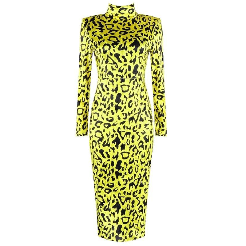 leopard print turtleneck dress