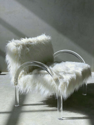 white shag chair