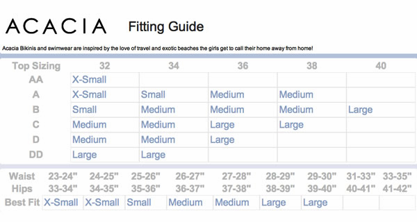 Acacia Swimwear Size Chart