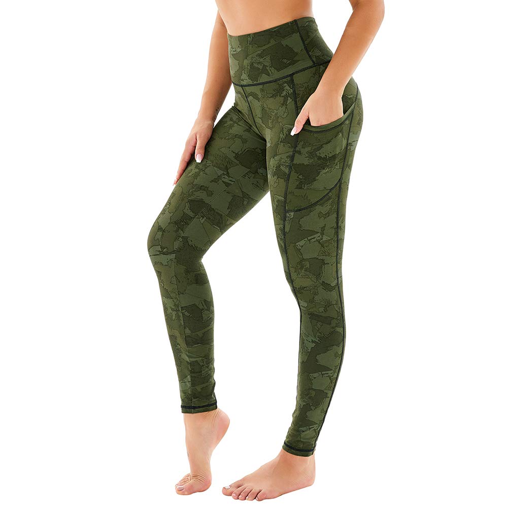 Army Green Splinter Camo HIGH WAISTED POCKETS YOGA PANTS FOR WOMEN ...
