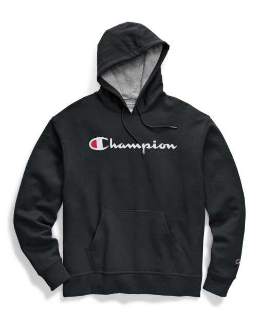 champion men's script logo powerblend hoodie white
