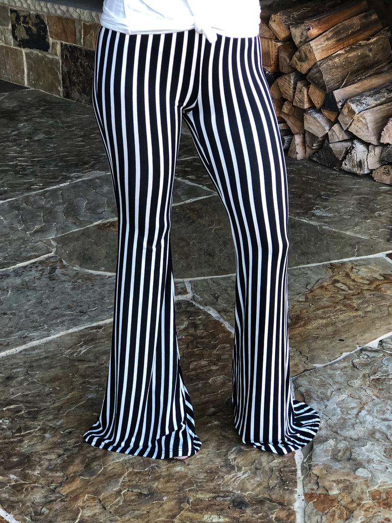 black and white striped bell bottoms