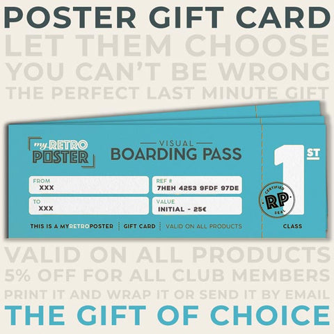 Poster Gift Card: Let them choose their favorite retro poster