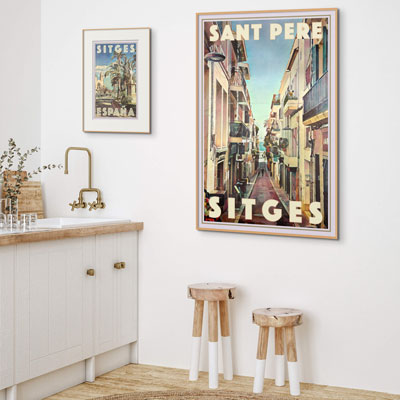 Airbnb wall decor with destination posters