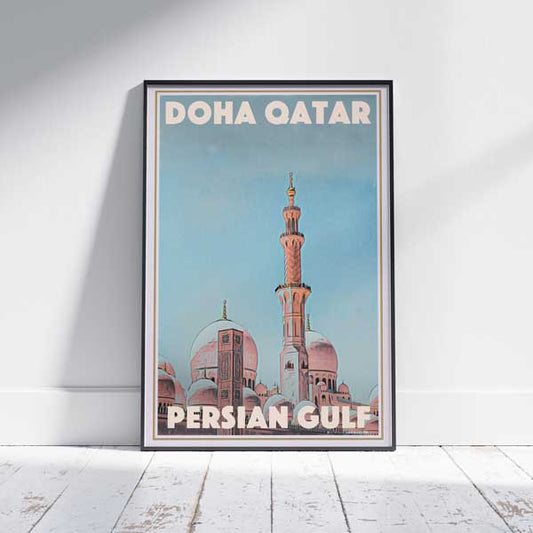 Doha Poster Panorama | Persian My Qatar Poster Retro Travel Poster – Gulf of