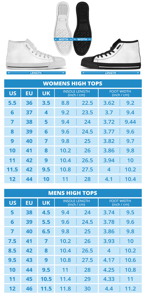 Hight Top Sneaker Size Chart