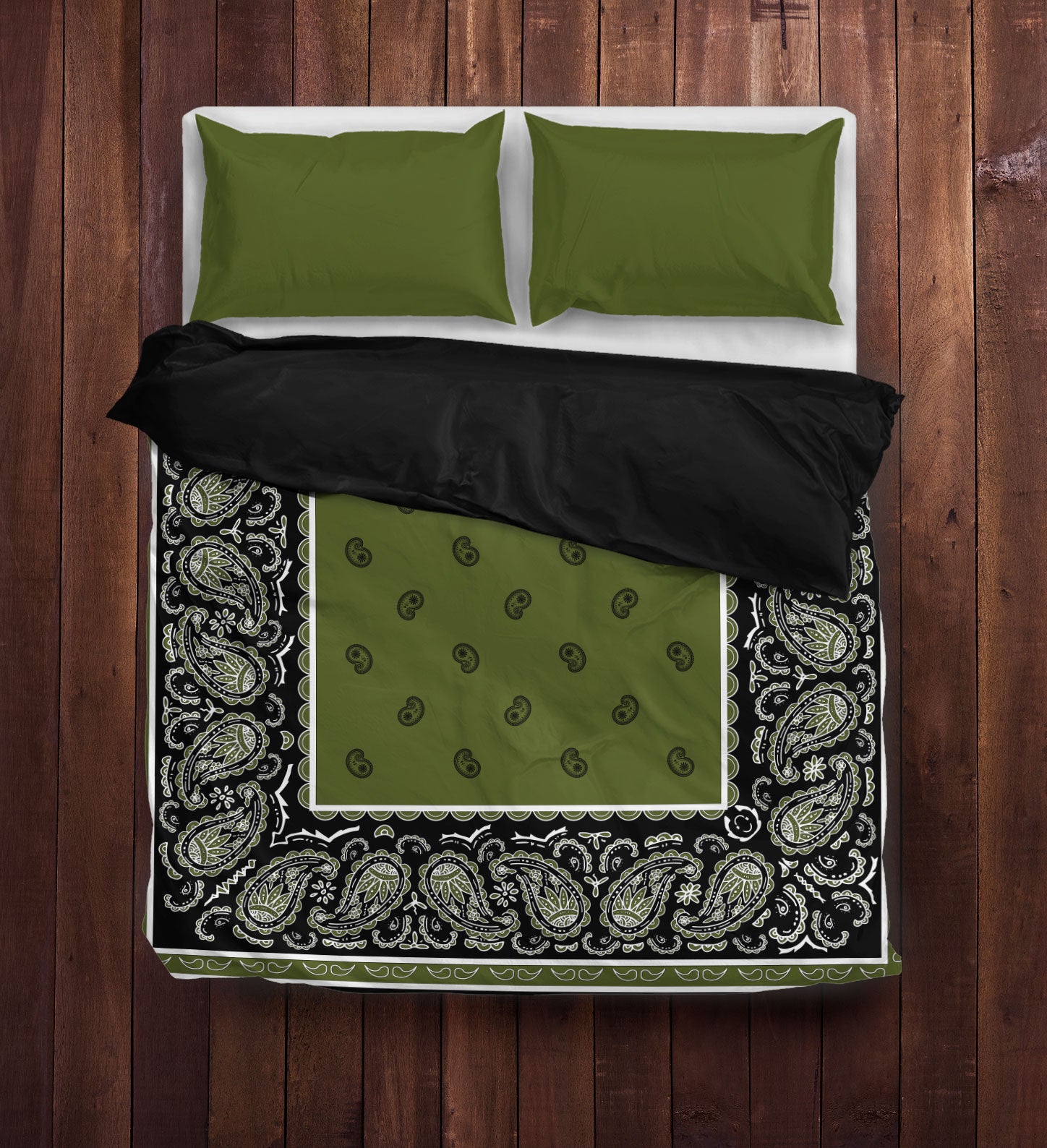 Army Green And Black Bandana Duvet Cover The Bandana Blanket Company