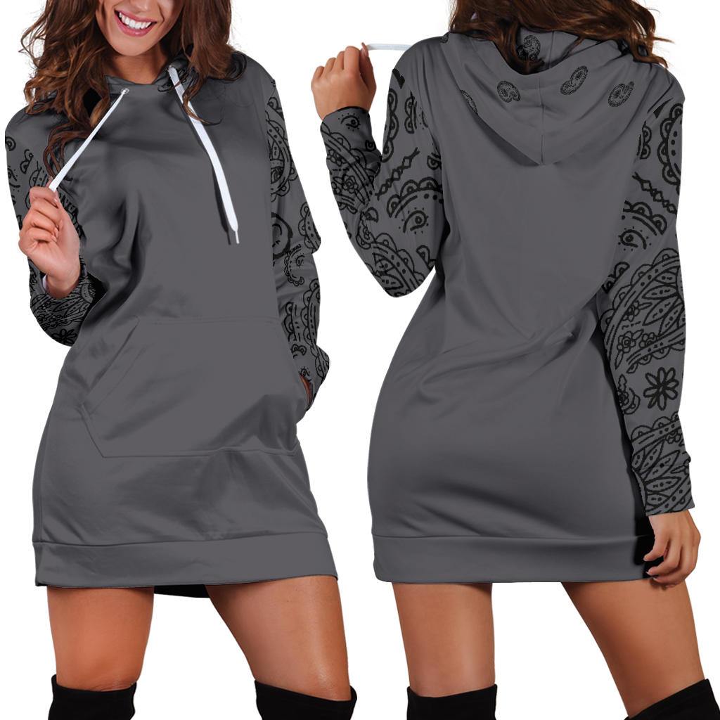 Gray and Black Bandana Hoodie Dress | The Bandana Blanket Company