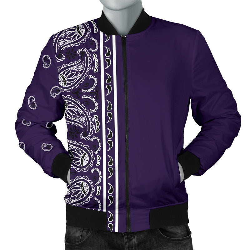 Royal Purple Bandana Men's Bomber Jacket | Bandana Blanket Company ...