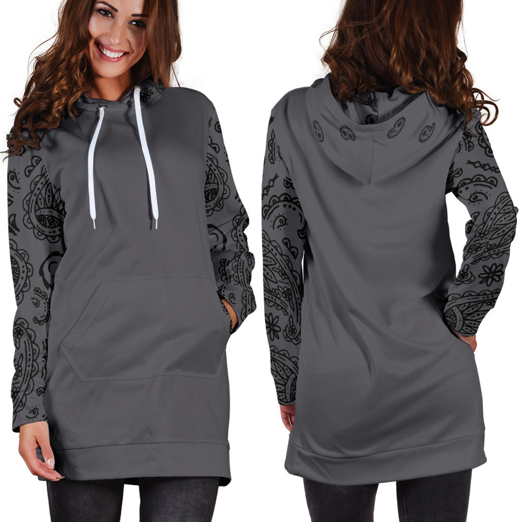 Gray and Black Bandana Hoodie Dress | The Bandana Blanket Company