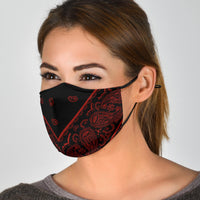 Adjustable Black and Red Bandana Face Mask with 5 Layer Filters