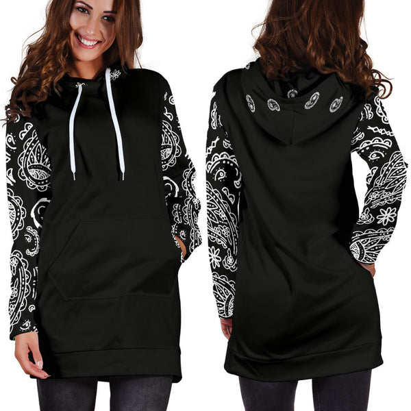 Black Bandana Hoodie Dress | The Bandana Blanket Company