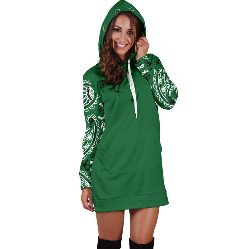 Classic Green Bandana Hoodie Dress | The Bandana Blanket Company