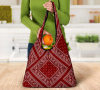Maroon Red Bandana Reusable Grocery Bag 3-Pack