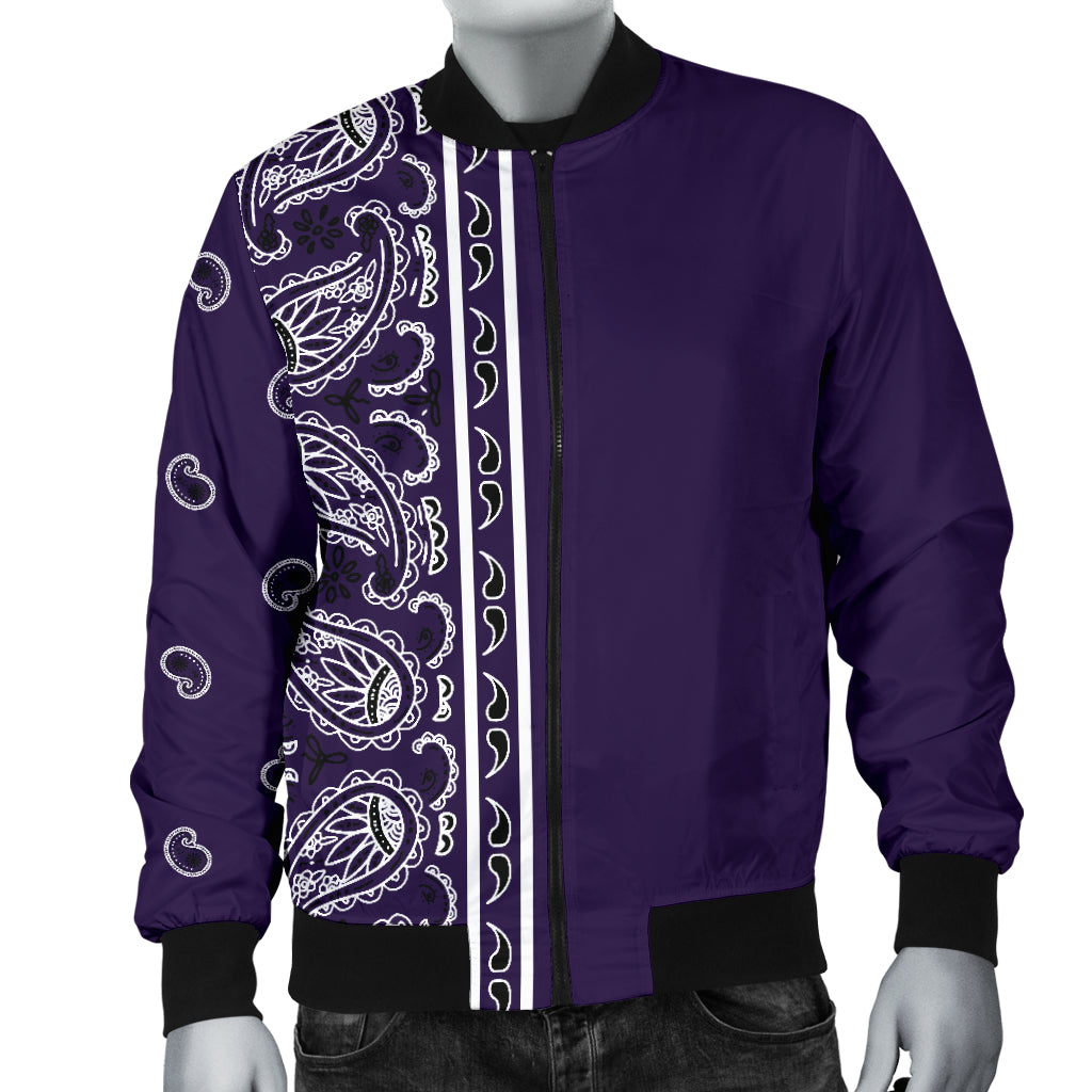 Royal Purple Bandana Men's Bomber Jacket | Bandana Blanket Company ...