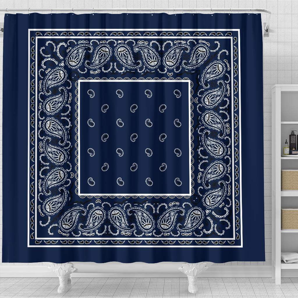 Navy Blue Bandana Shower Curtain | The Bandana Blanket Company