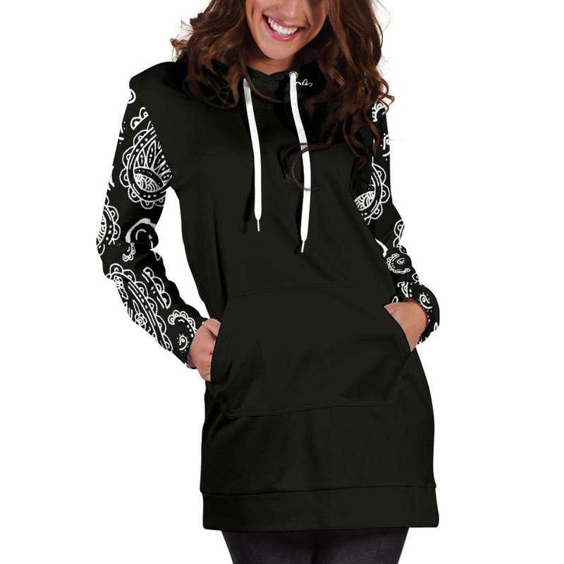 Black Bandana Hoodie Dress | The Bandana Blanket Company