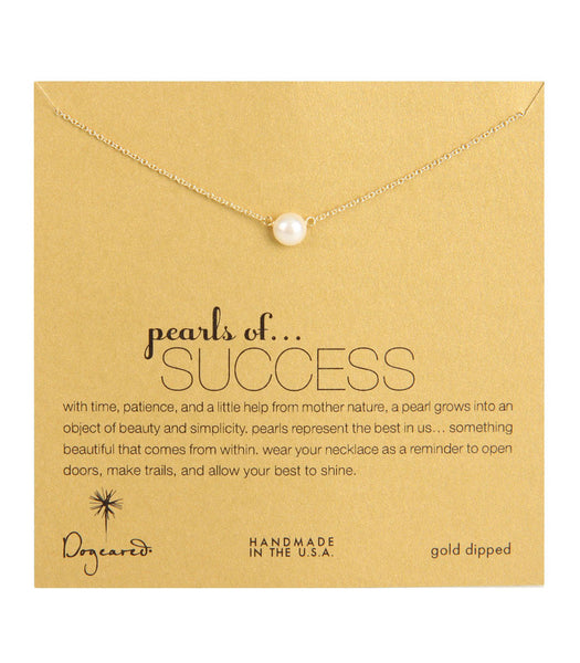 Dogeared, Pearls of Success White Pearl Necklace, Gold Dipped 16 inch ...
