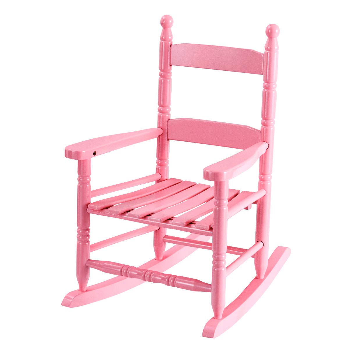 Pink Classic Slat Back Kids Rocking Chair Playing Seat Children Wood F