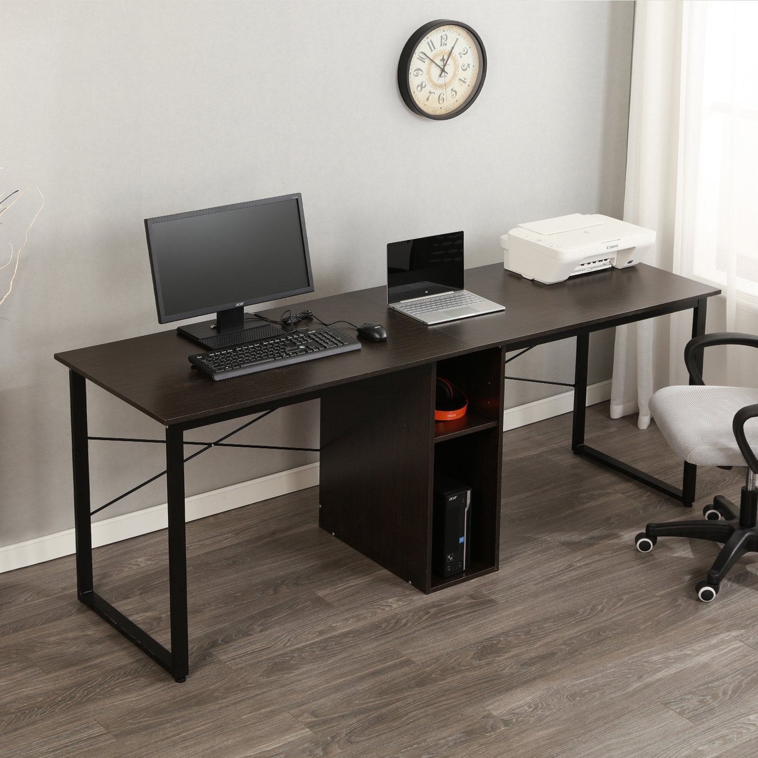 Large Double Workstation Desk 78 Inches Dual Desk 2 Person Computer D