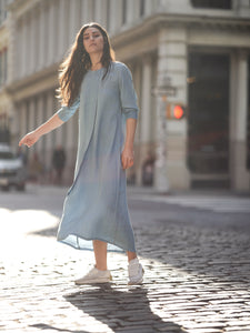 TENCEL DENIM LONG SHIRT DRESS – profile-nyc