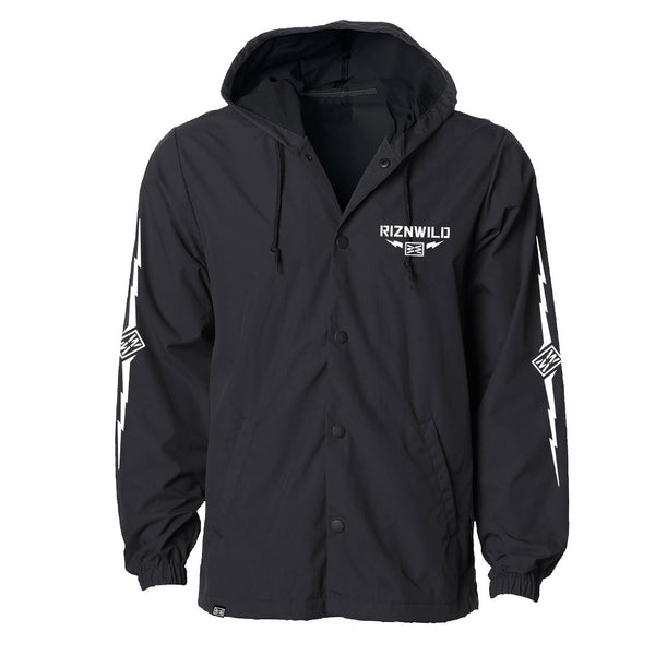 Thunder Water Resistant Hooded Windbreaker Jacket in Black – RIZNWILD