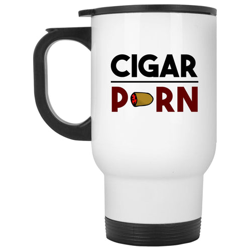 Cigar Porn White Travel Mug â€“ Frontline Cigars