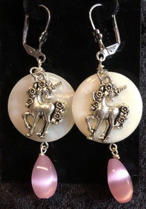 Unicorn on Paua Shell Earrings