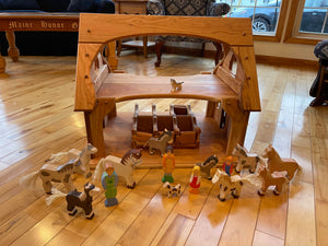 Wooden Animals Horse Stable  Play Set