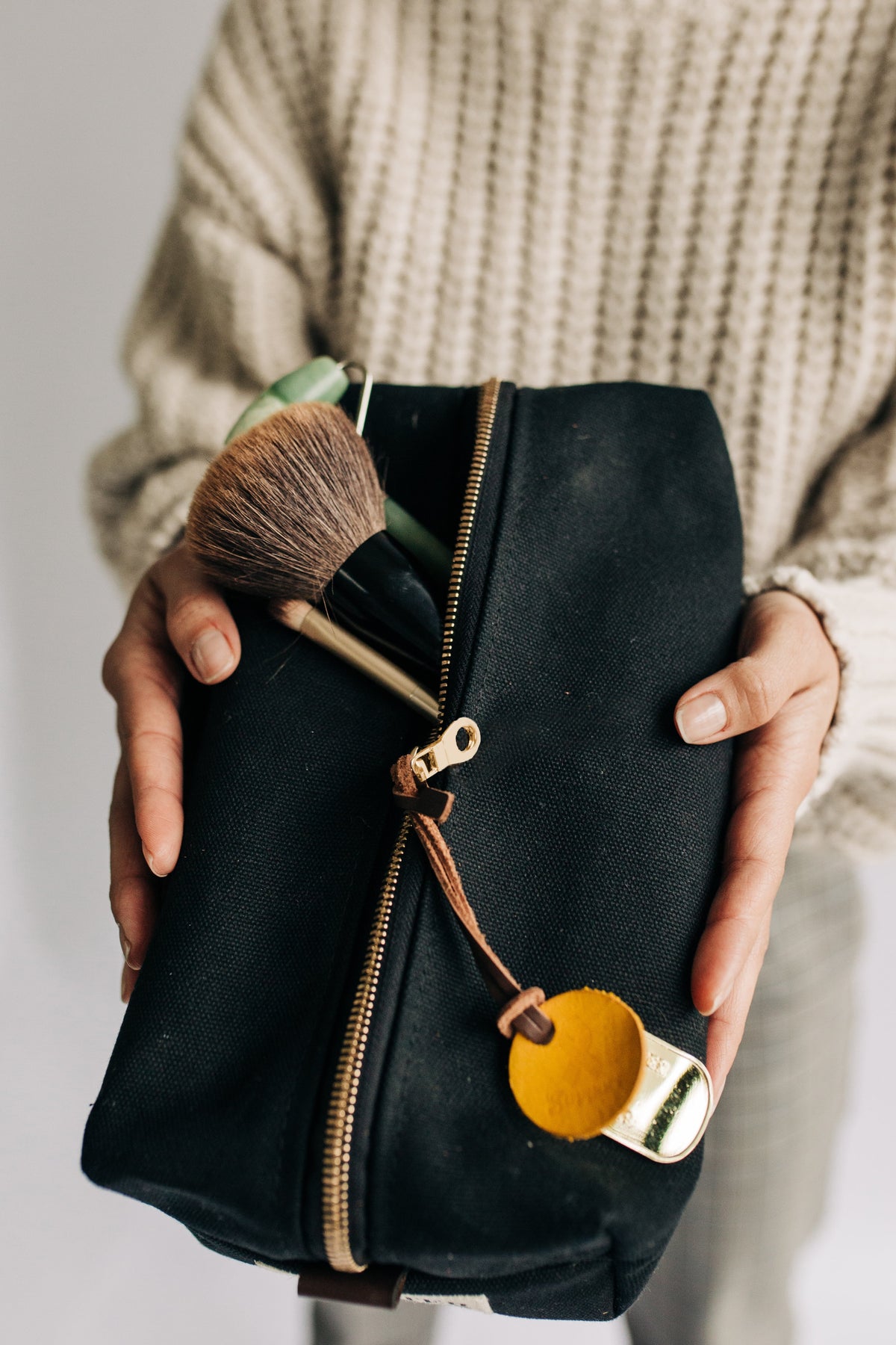 large leather toiletry bag