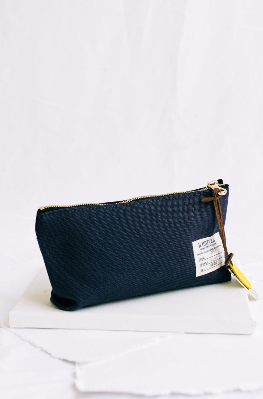 Fauré Le Page - Pochette Zip 33 Pouch - Paris Blue Scale Canvas & Navy Leather