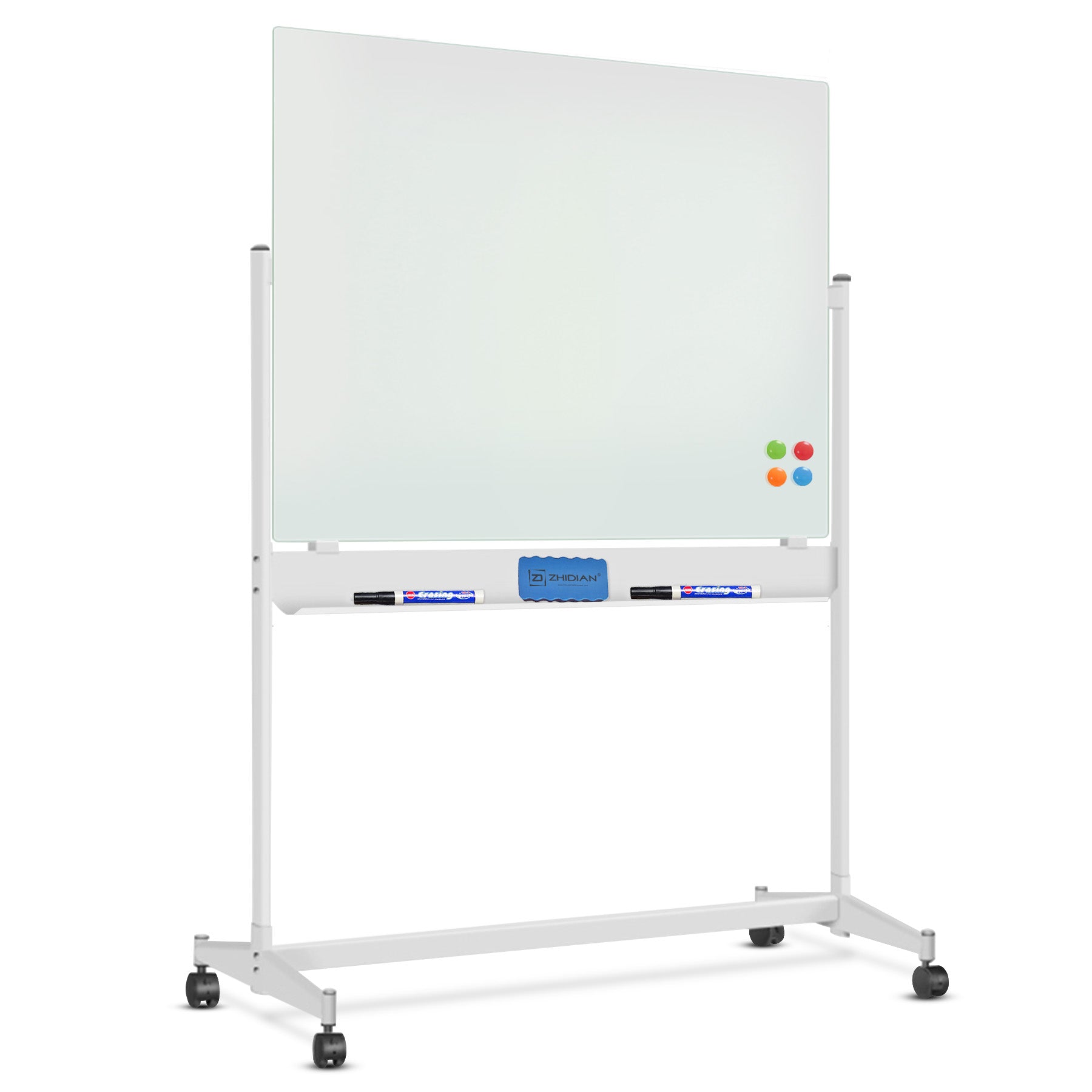 Mobile Glass Dry Erase Board With Stand Large Magnetic Whiteboard Officetopify