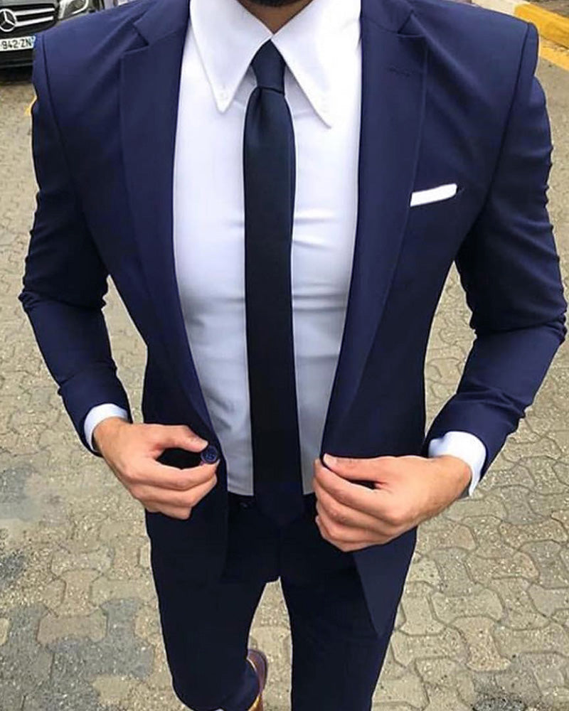 Navy Blue Groomsmen Wedding Suit two Pieces (jacket +pants) – classbydress