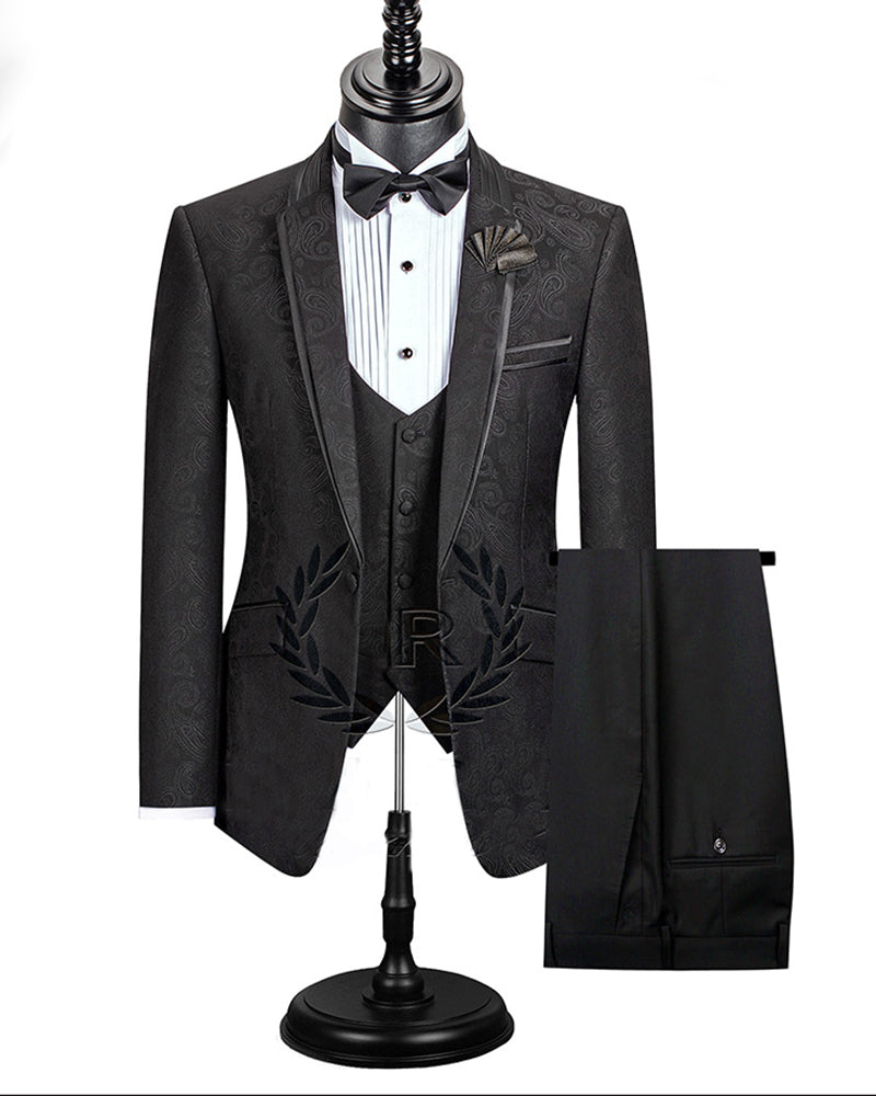 Black Paisley Jacket Dinner Suits 3 Pieces Tuxedos for Men CB0703 ...