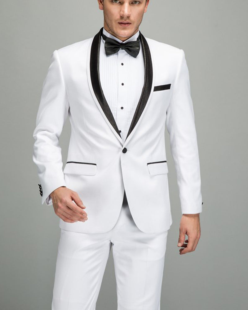 Elegant Men's Two Piece Slim Fit Shawl White Tuxedo for all occasions ...