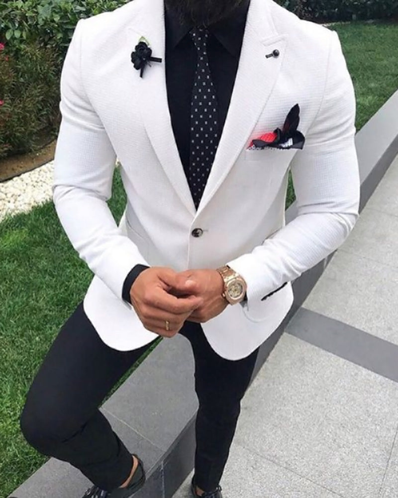 White Wedding Suit for Men Tuxedo Two Pieces 2019 (jacket