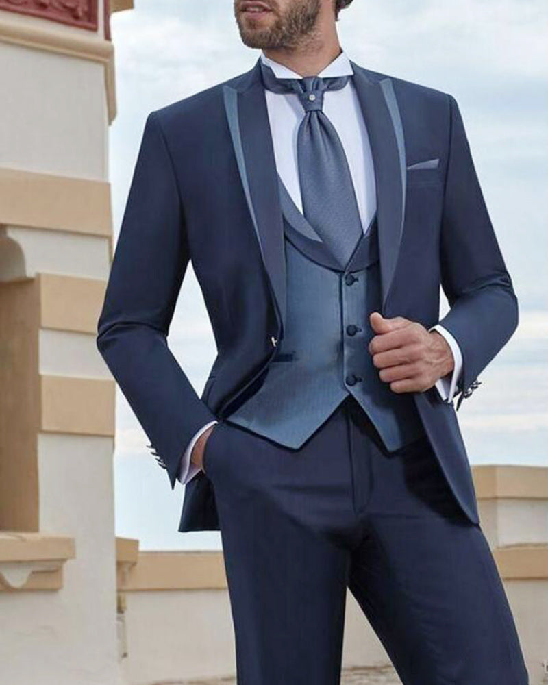 Navy Slim Fit 3 Pieces Groom Wedding Tuxedos 2022 Casamento Dos Homens ...
