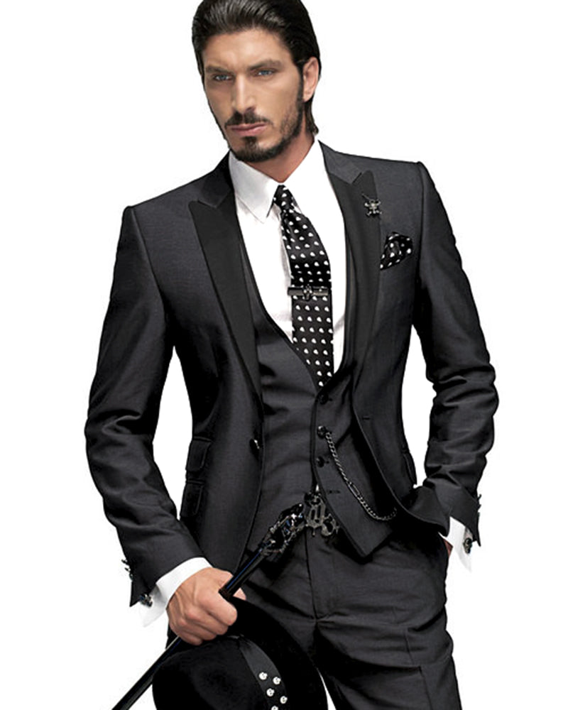 Gorgeous Shiny Dark Gray Men Tuxedos for Groom 3 Pieces CB6544 ...