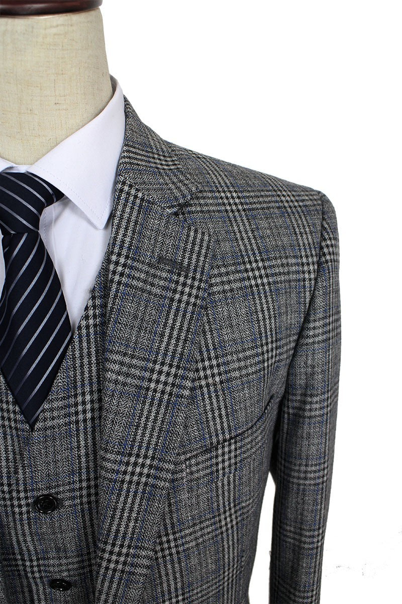 Men suits wool strip Grey Traditional Tweed Retro British style tailor ...