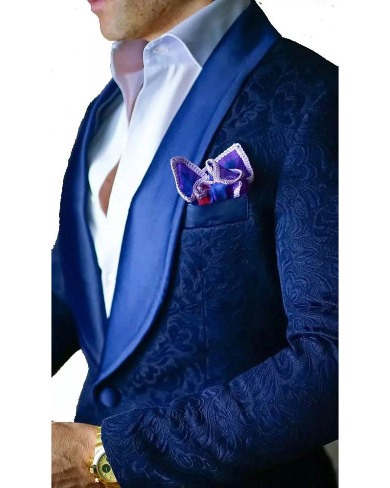 LIBODU Royal Blue Women Pantsuits Shawl Lapel Business Suits 2  Pieces(Jacket+Pants) Wedding Groom Tuxedos