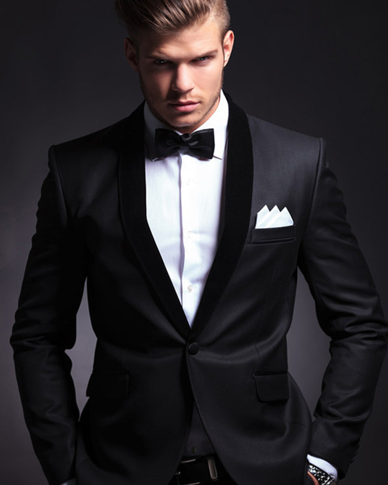 Black Velvet Lapel Mens Business Suits Tuxedos Gentleman Blend Groom