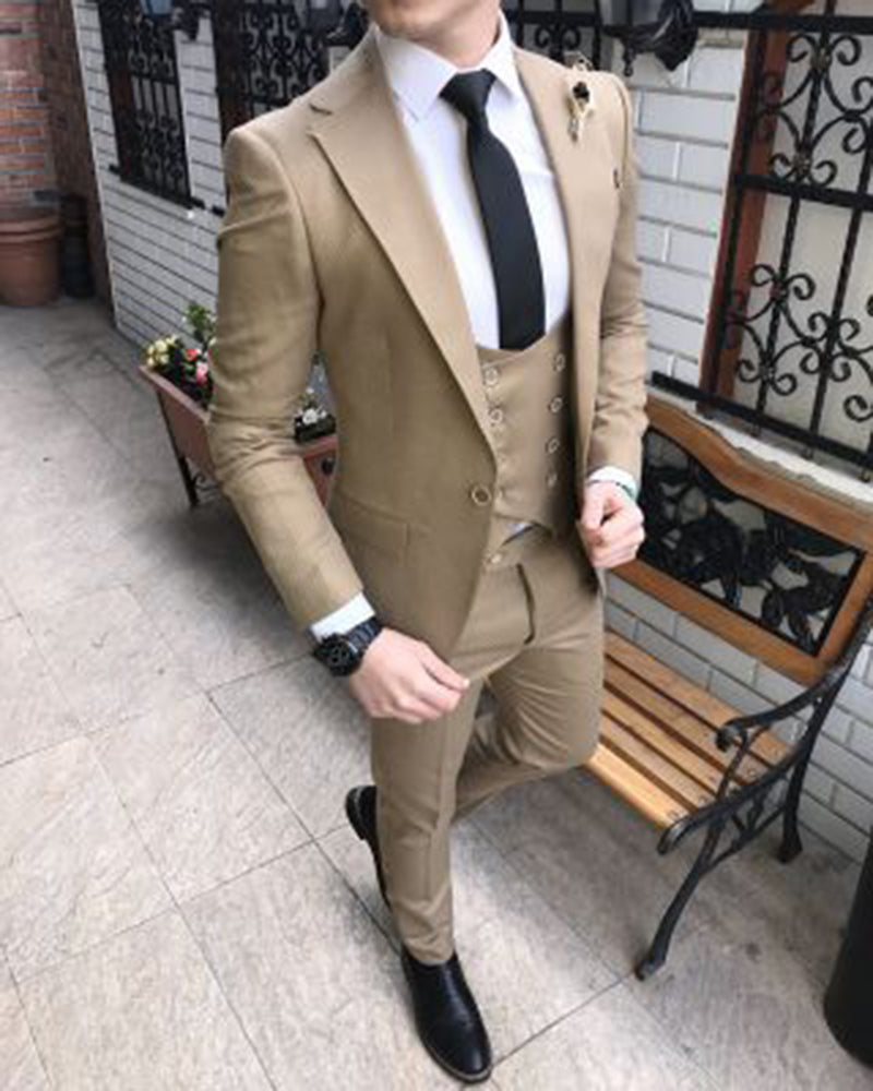 Dark Green North Lapel Wedding Suit for Groom Costume 2019