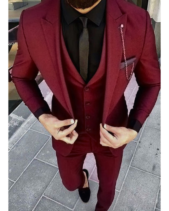 burgundy/dark red three pieces Men tuxedo for wedding/prom – classbydress