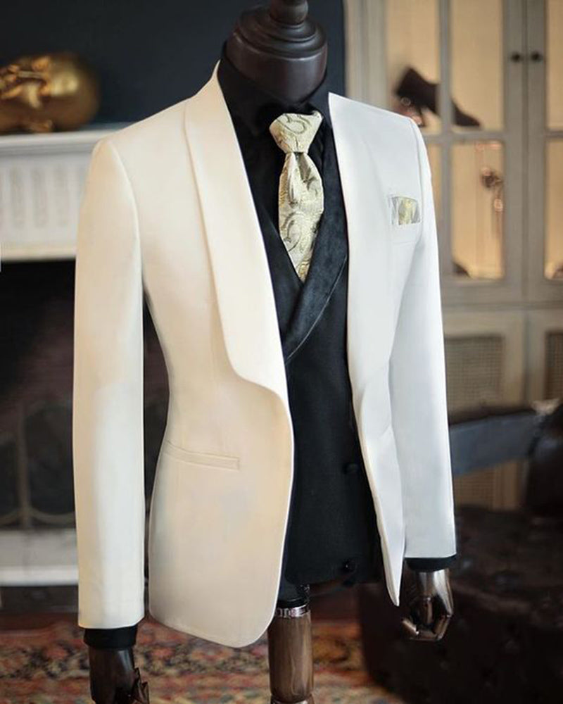 Ivory Thick Winter Wedding Suits Blazer for Men ,Dinner Tuxedo Jacket ...